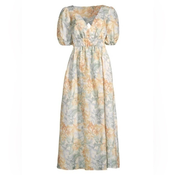 SIGNIFICANT OTHER Dresses & Skirts - Significant Other Elina Maxi Dress Island Bouquet Floral Linen Open Back NWT 8